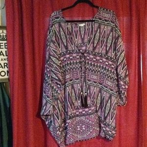Plus Size Tribal Pattern Kimono 2X. Like New